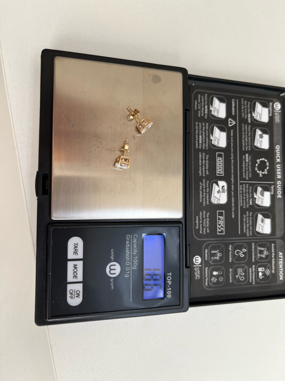 14k gold CZ bling studs - Picture 6 of 6
